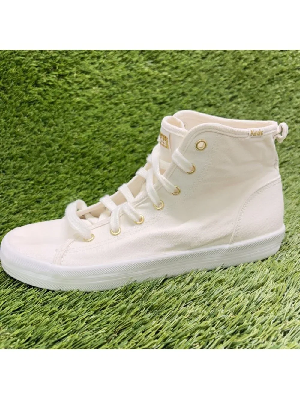 Keds Kickstart Hi Canvas Womens Size 7.5 White Athletic Lifestyle Shoes Sneakers